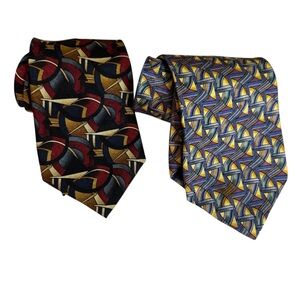 J. Garcia Men’s Vintage Silk Tie Lot Of 2 Abstract Geometric Designer Neckties
